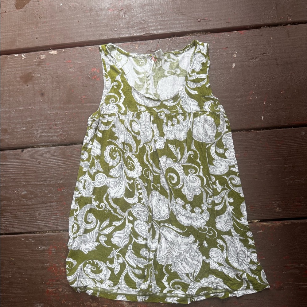 Elegant Olive and White Floral Tank Top